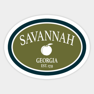 Savannah Georgia Est 1733 Peach Oval Moss Green Sticker